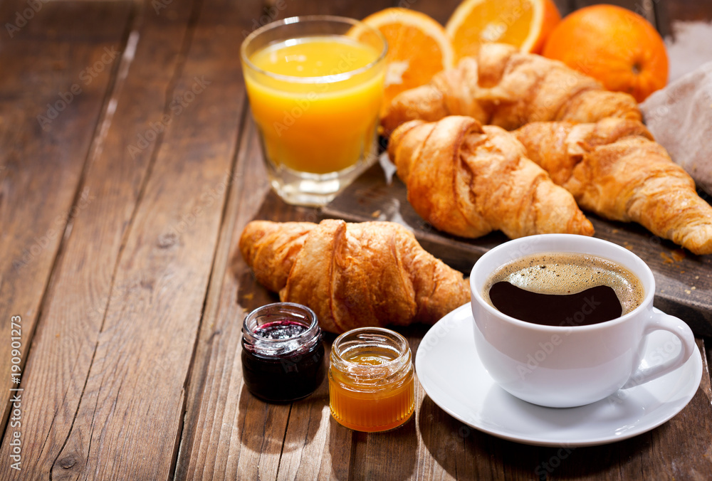 Obraz Tryptyk breakfast with cup of coffee