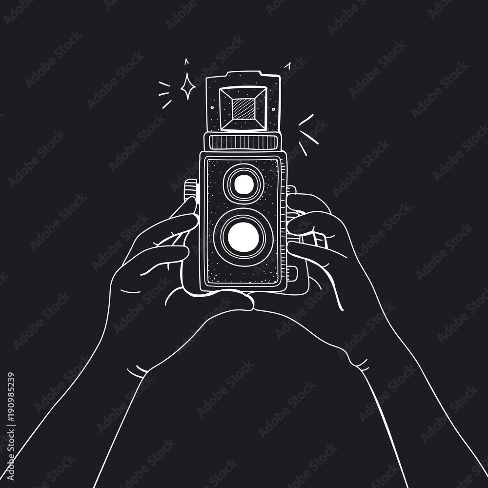 Obraz Tryptyk Illustration of camera