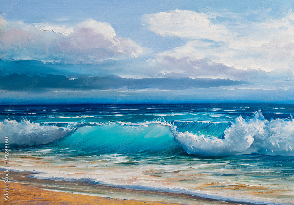 Fototapeta Oil  painting of the sea on