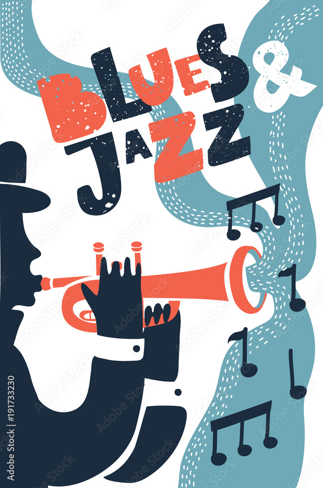 Obraz Tryptyk Jazz music, vector poster