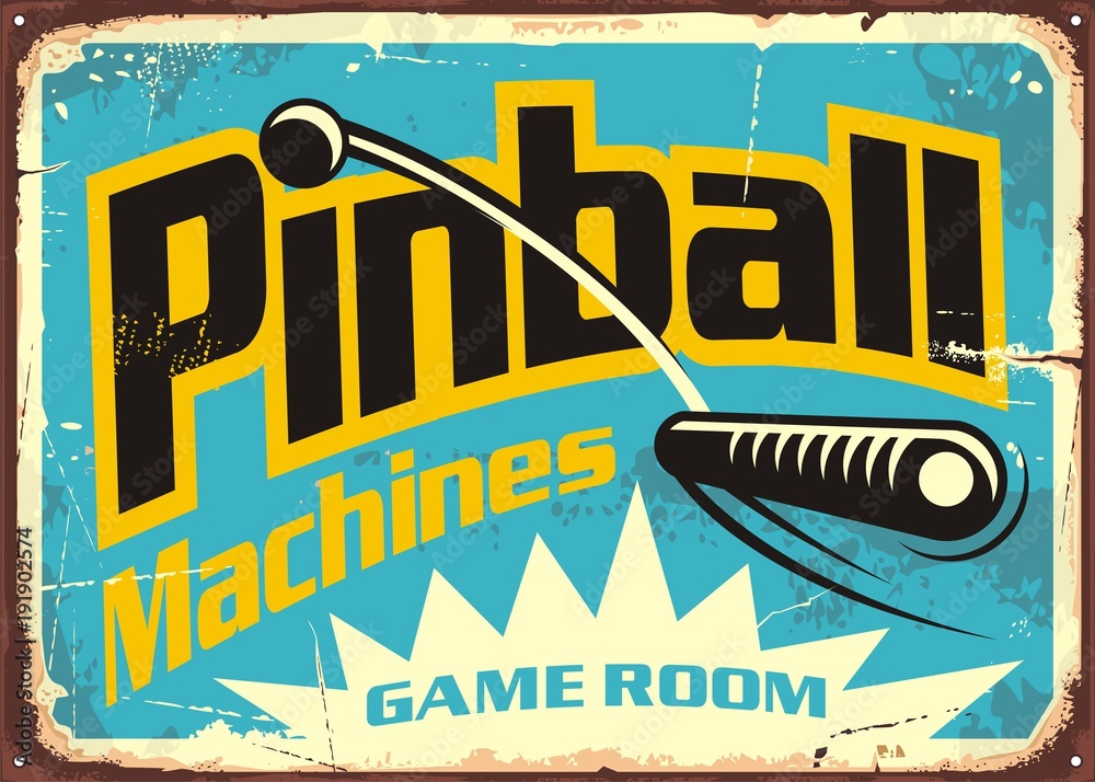 Obraz Kwadryptyk Pinball machines game room
