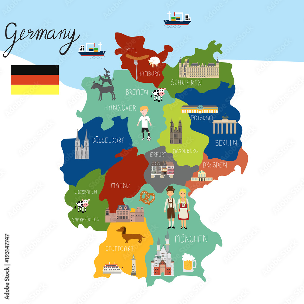 Fototapeta Germany map hand draw vector.