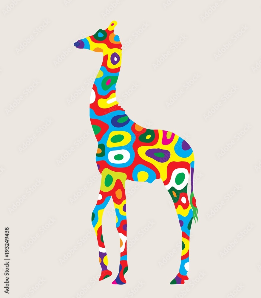 Obraz Tryptyk Colorfully Giraffe, art vector