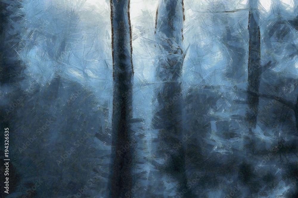 Obraz Pentaptyk Blue forest