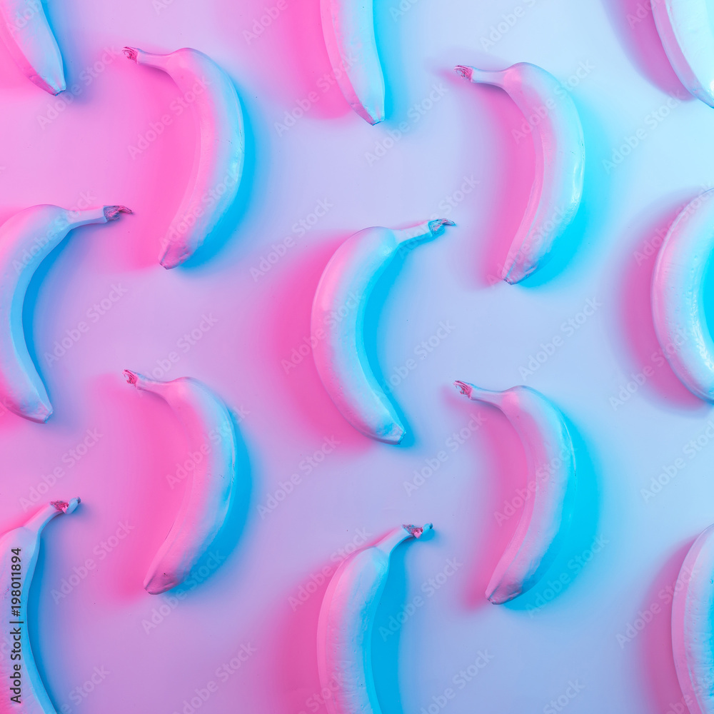 Obraz Tryptyk Banana pattern in vibrant bold