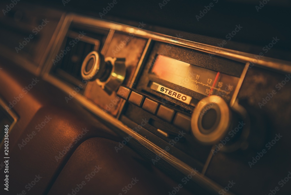 Obraz Tryptyk Vintage Classic Car Radio
