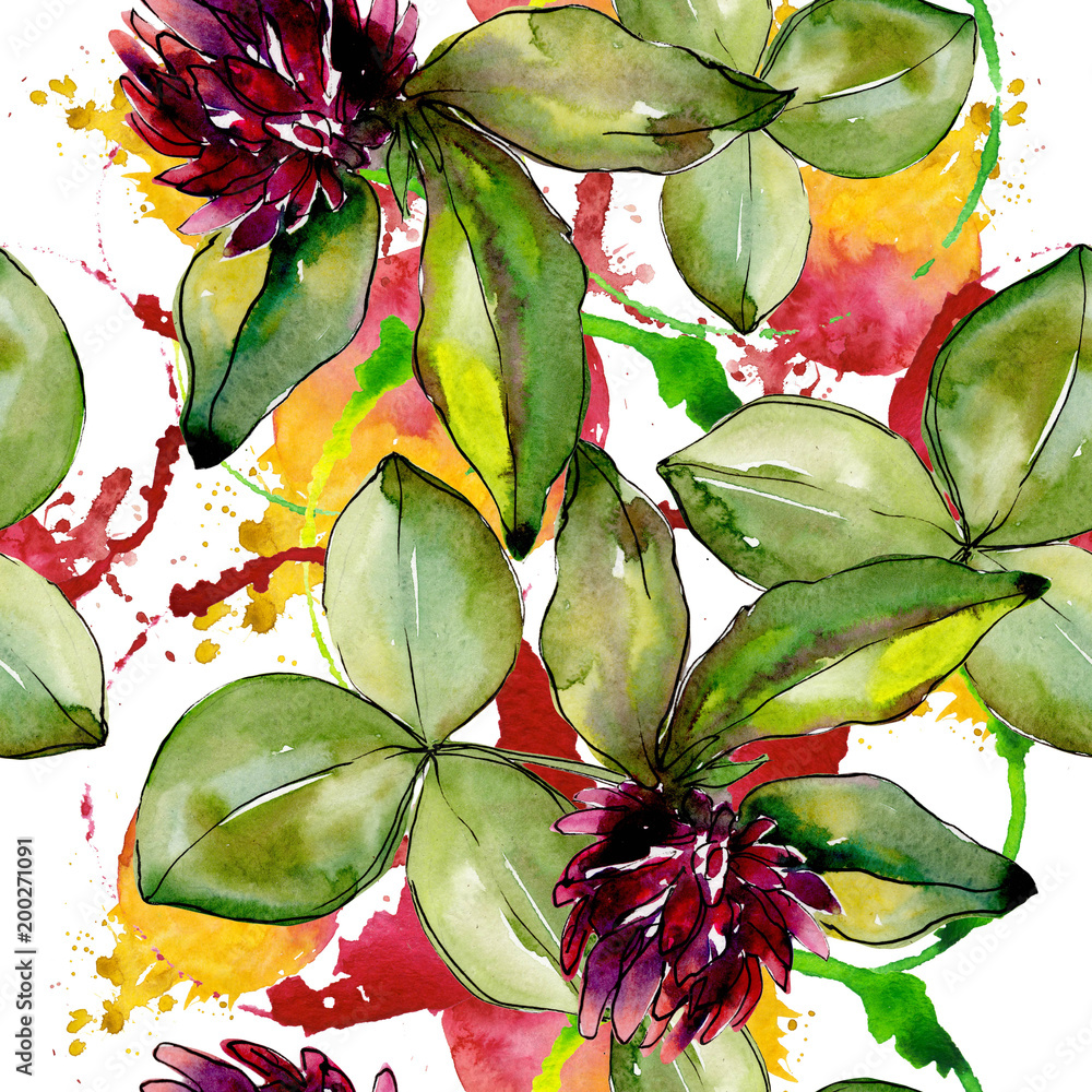 Obraz Tryptyk Wildflower clover. Floral
