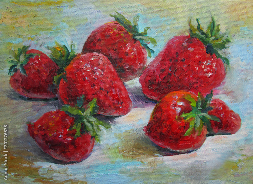 Obraz Tryptyk Strawberries, original oil