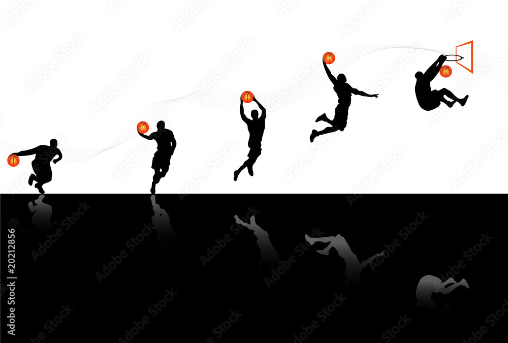 Obraz Pentaptyk Playing Basketball
