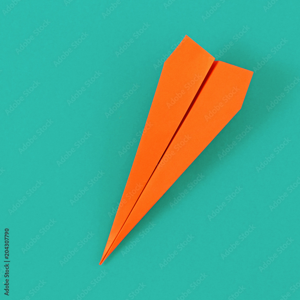 Obraz na płótnie Flat lay colorful paper plane