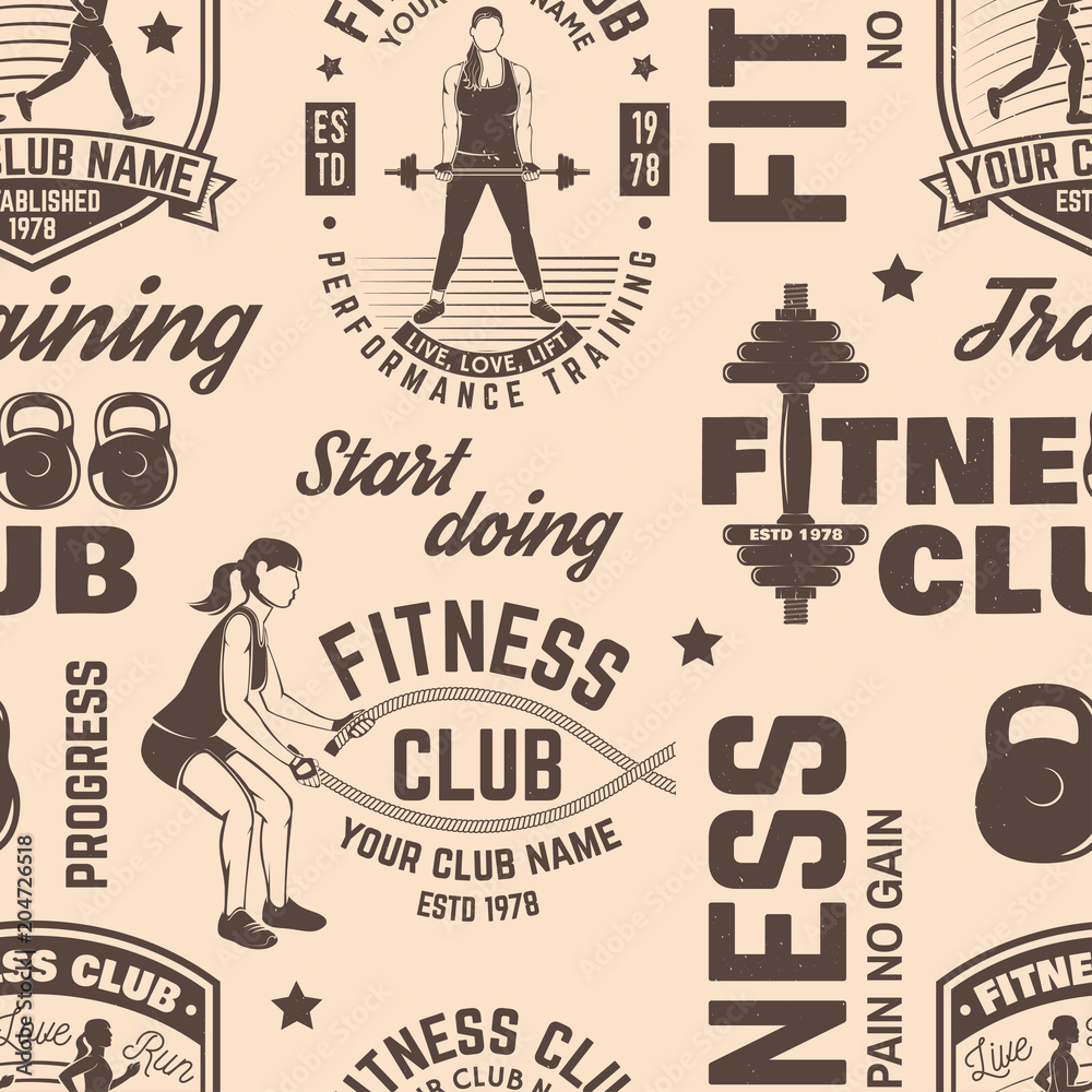 Fototapeta Fitness club seamless pattern