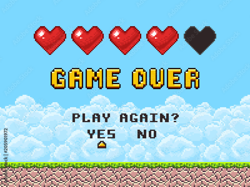 Obraz na płótnie Game over pixel art arcade