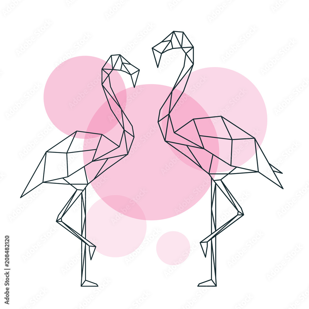 Obraz Tryptyk Beautiful flamingo