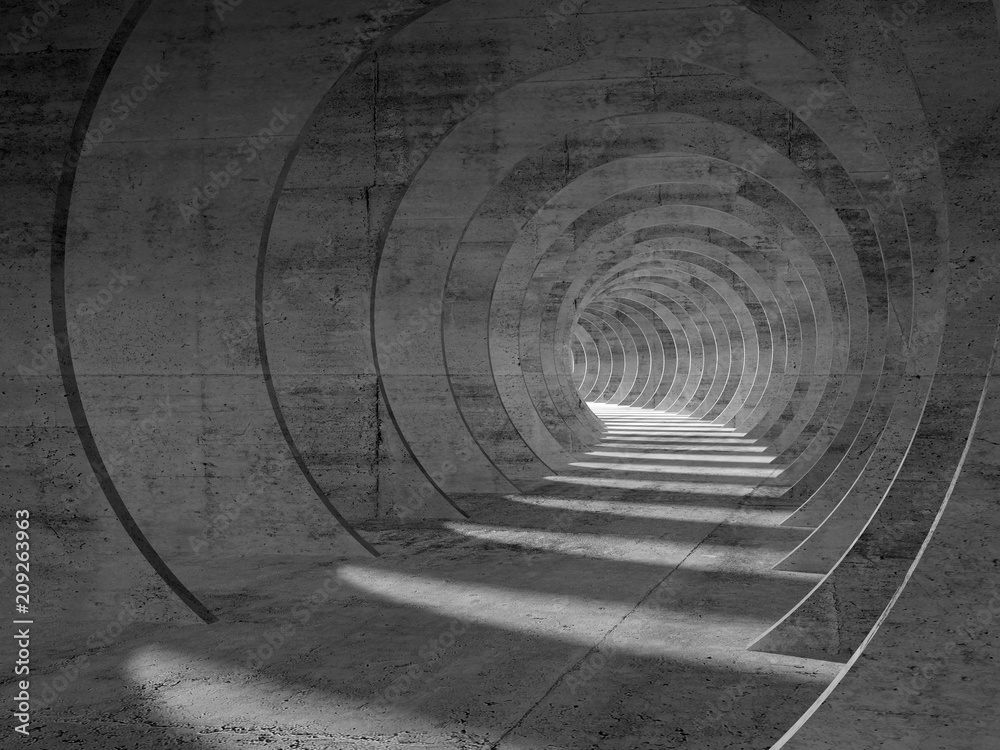 Obraz Pentaptyk Abstract concrete tunnel