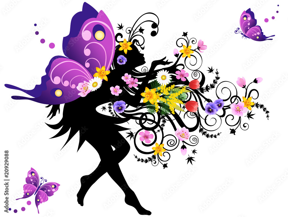 Obraz na płótnie Spring fairy with colorful