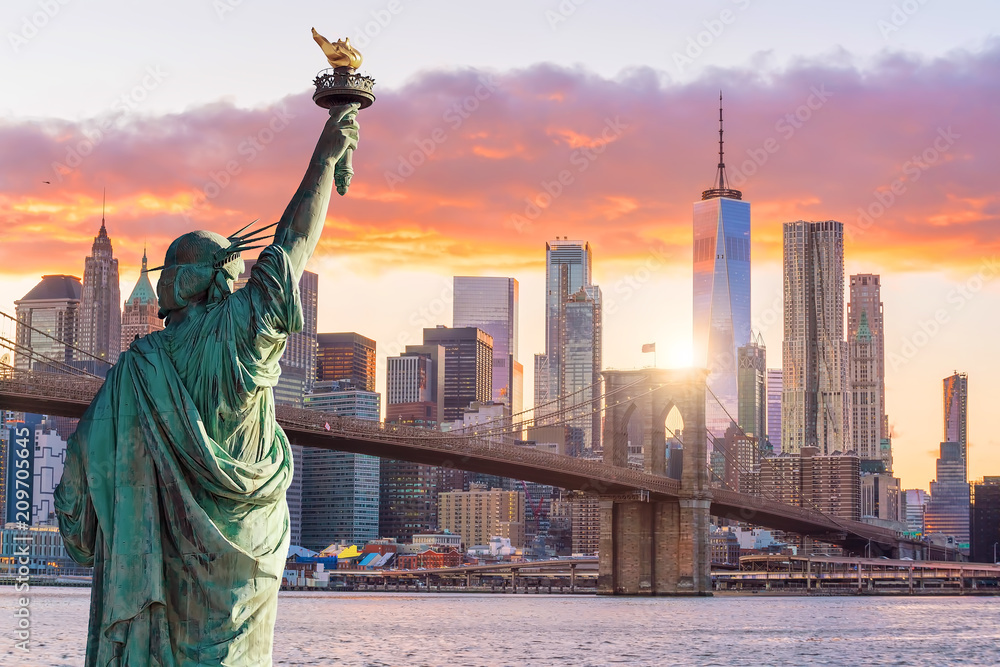 Fototapeta Statue Liberty and  New York