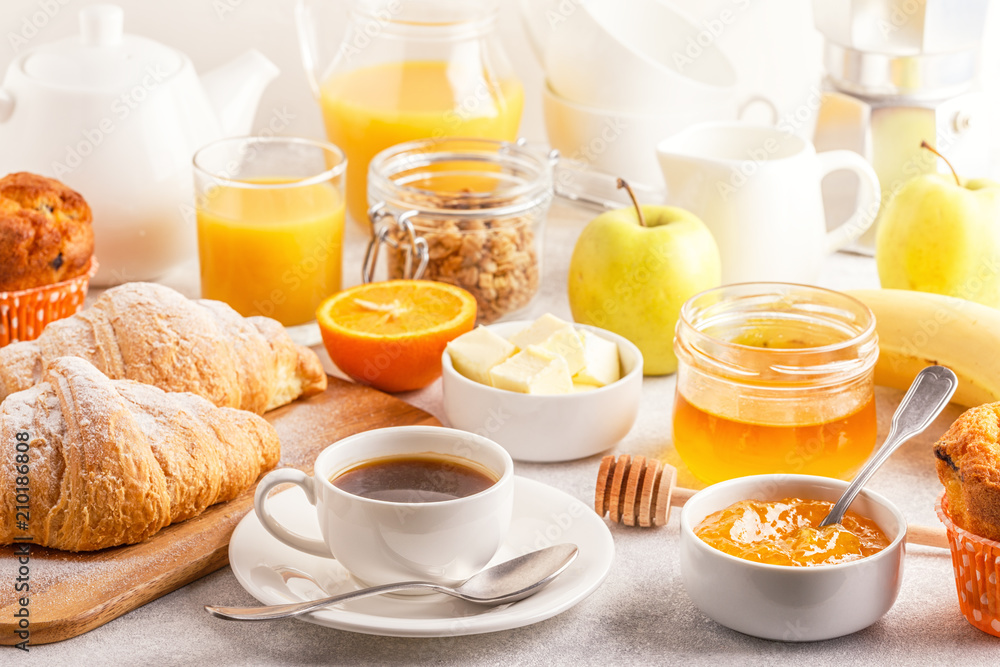 Obraz Tryptyk Continental breakfast with