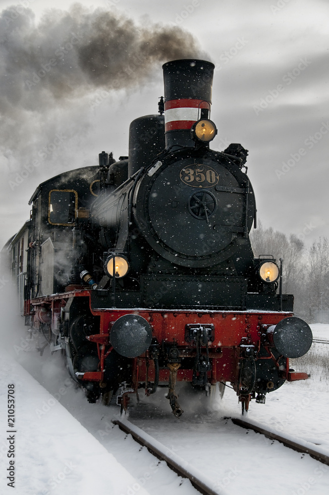 Fototapeta Old steam locomotive in the