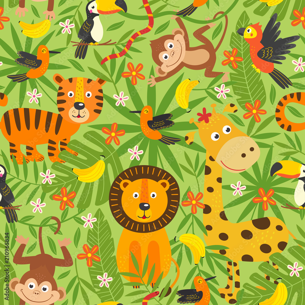 Fototapeta seamless pattern with jungle
