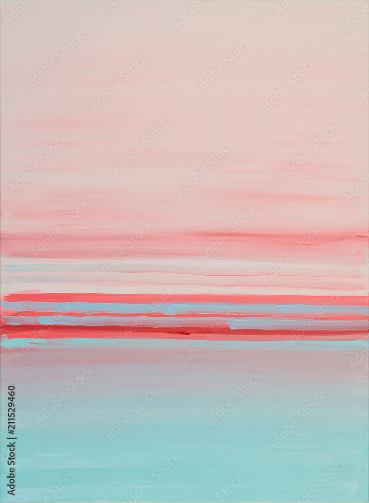 Obraz Pentaptyk Blue pink abstact interior oil