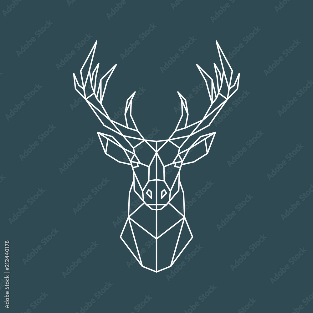 Obraz Tryptyk Polygonal deer portrait.