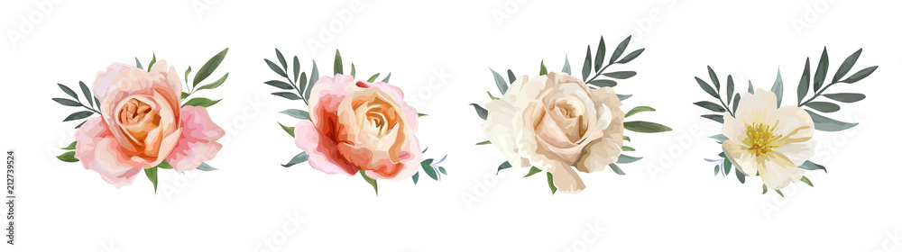 Obraz Kwadryptyk Vector floral bouquet design: