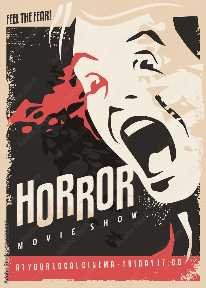 Obraz Dyptyk Horror movie show retro cinema