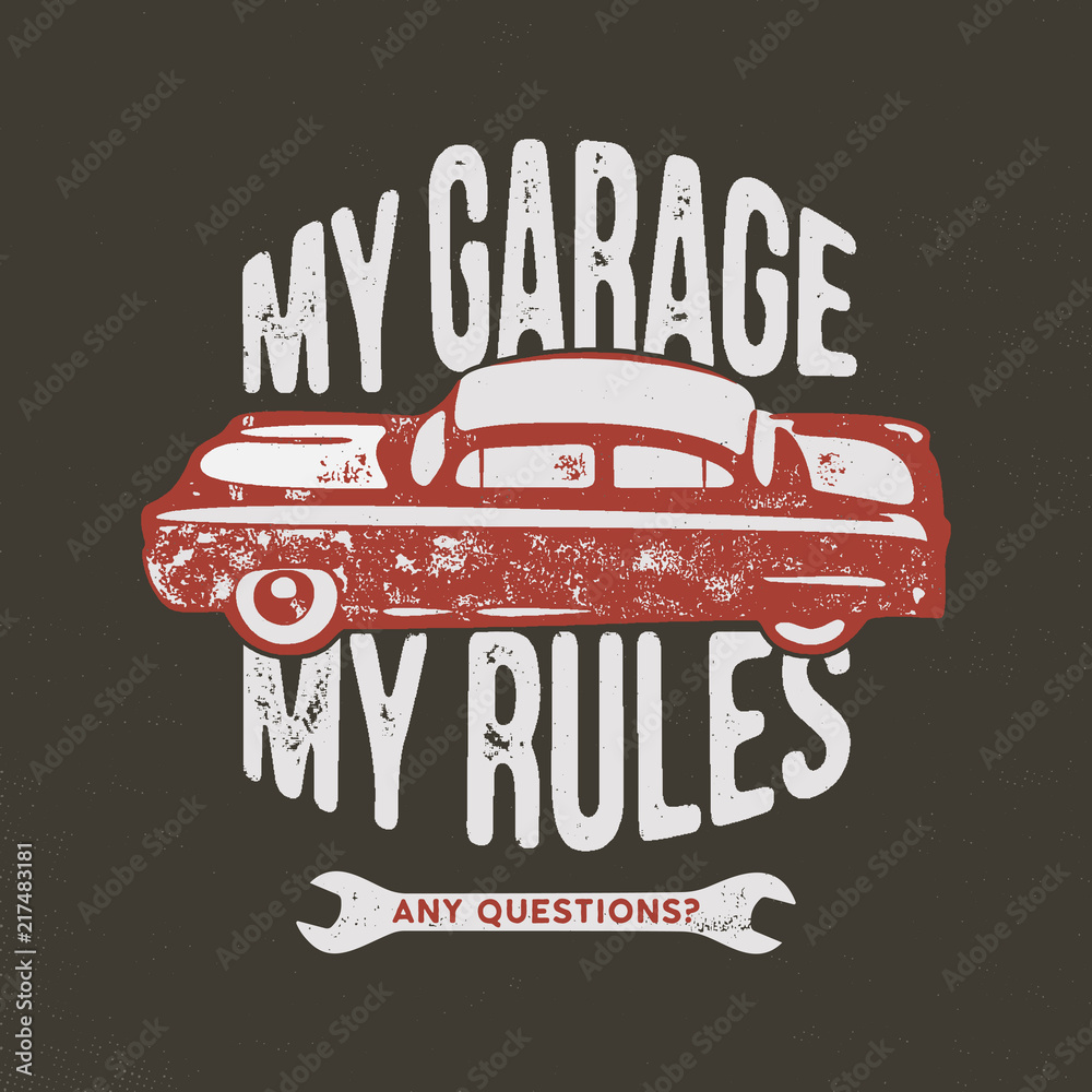 Obraz Kwadryptyk My garage my rules vintage