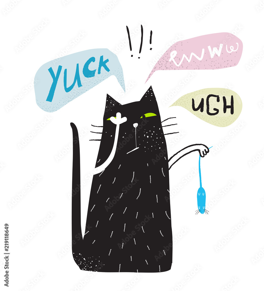 Obraz Tryptyk Yuck eww ugh cat doodle