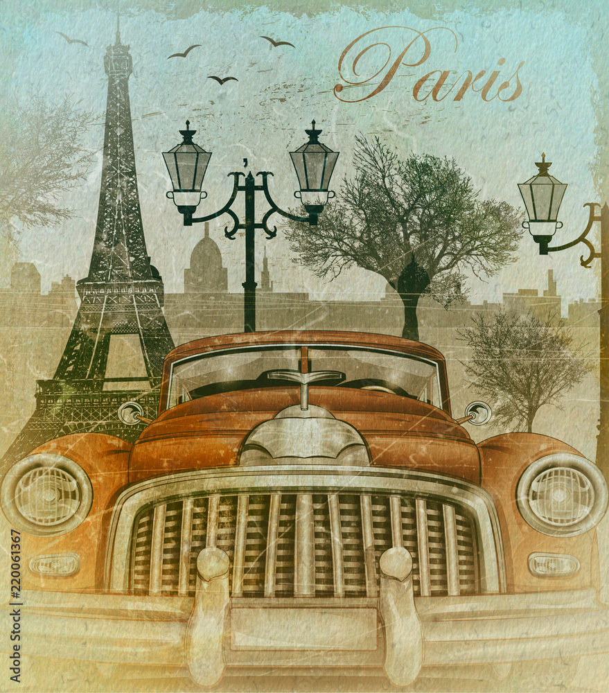 Obraz Dyptyk Paris vintage poster.	