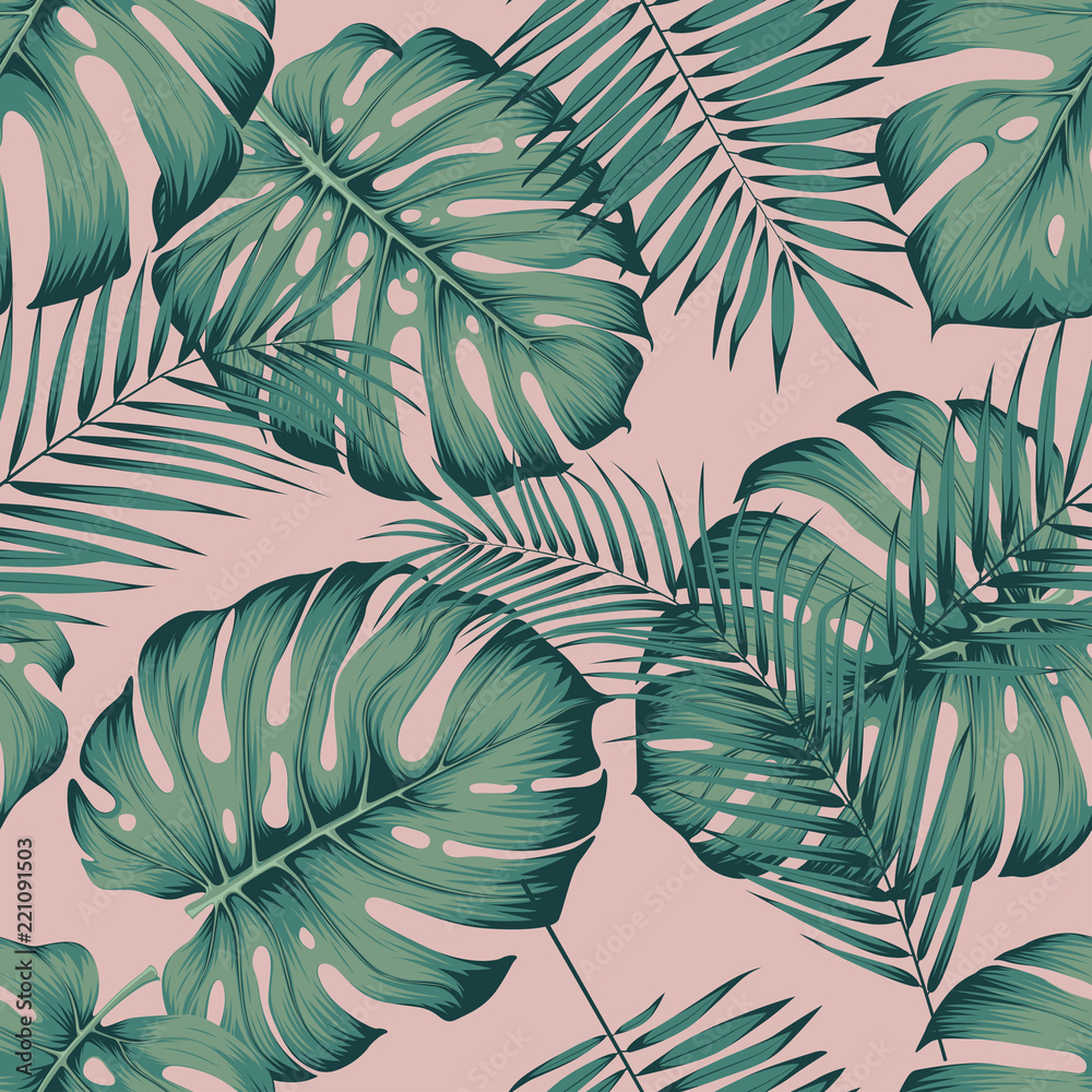 Fototapeta Seamless tropical pattern with