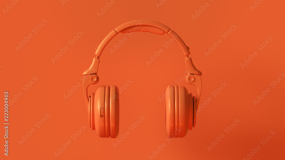 Obraz Tryptyk Orange Modern Headphones 3D