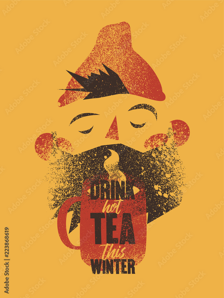 Obraz Tryptyk Hot tea typographical vintage