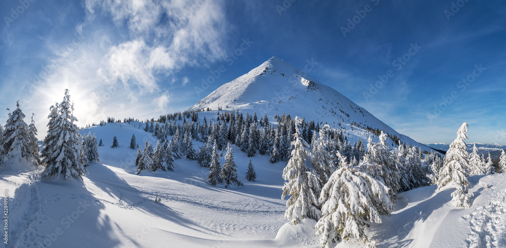 Obraz Pentaptyk Beautiful winter landscape of
