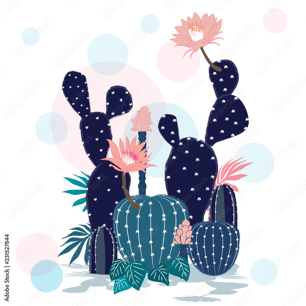 Obraz Tryptyk Beautiful  Cactus collection.