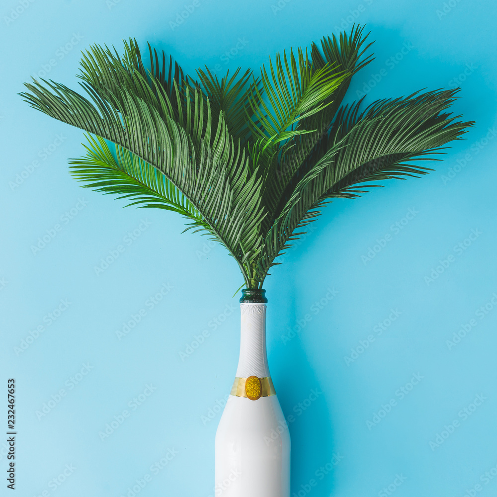 Obraz Kwadryptyk Champagne bottle with tropical