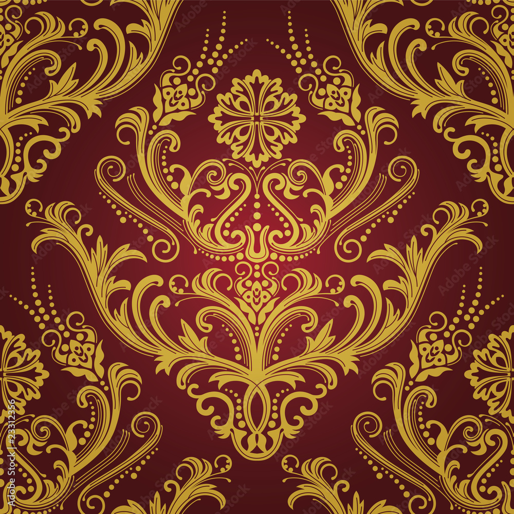Tapeta Luxury red & gold floral