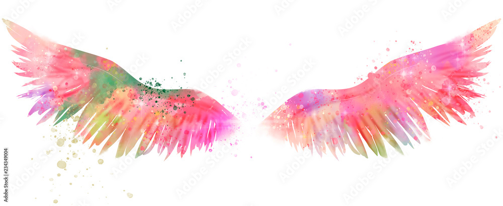 Obraz Tryptyk magic watercolor wings