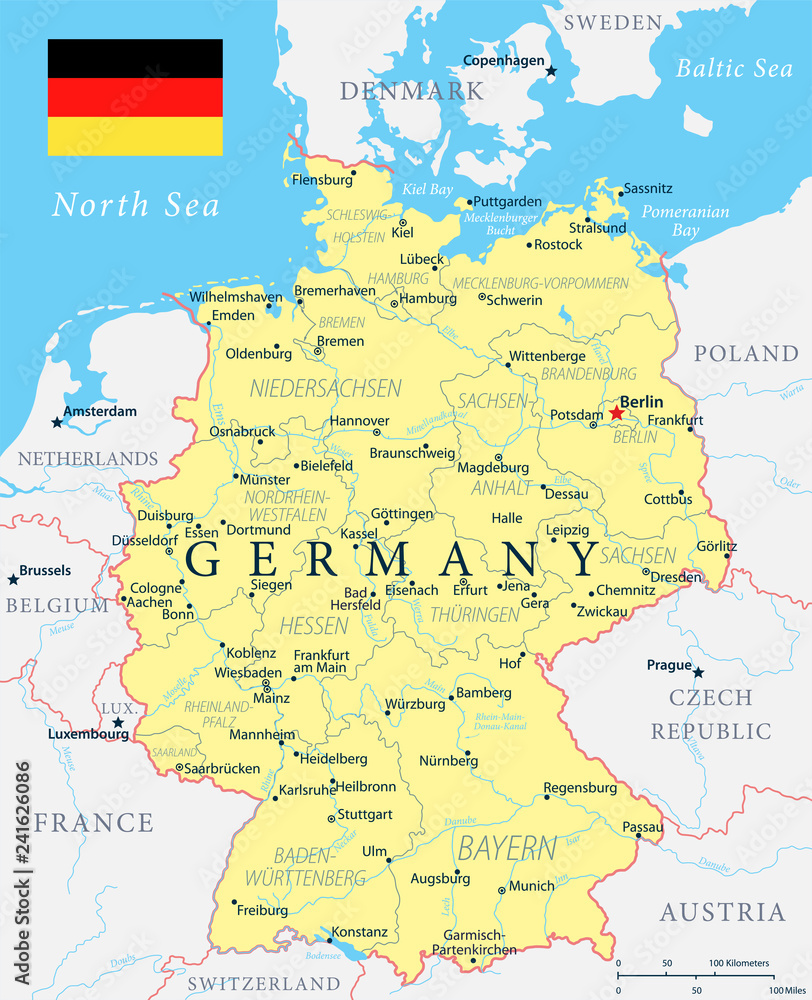 Fototapeta Germany Map - Yellow - Highly
