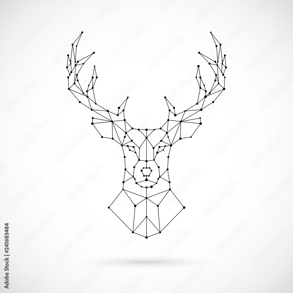 Obraz Tryptyk Polygonal Deer silhouette.
