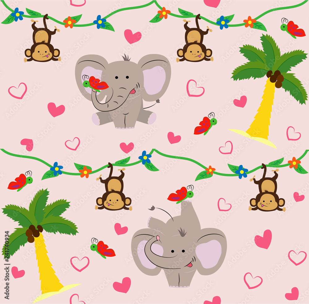 Obraz Tryptyk Pattern for kids with cute