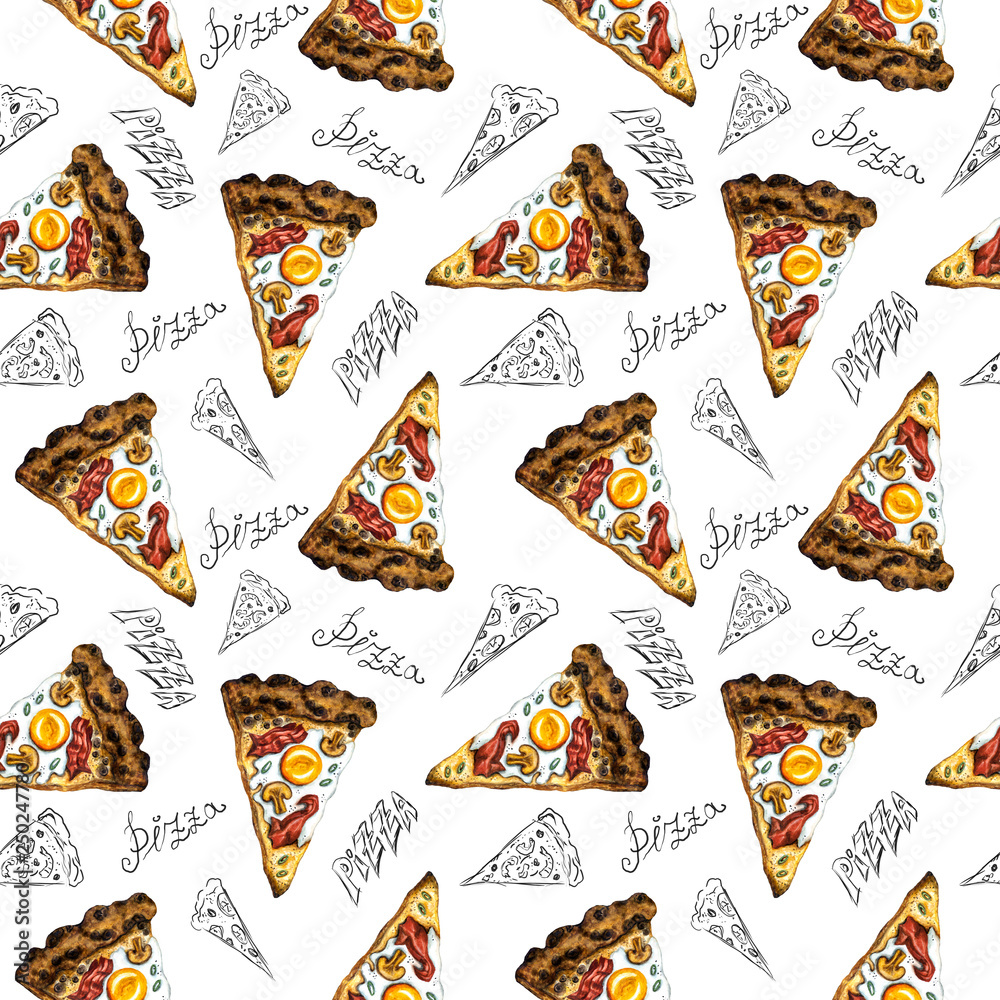 Fototapeta Pizza seamless pattern