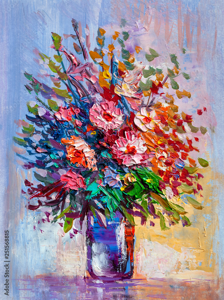 Obraz Tryptyk Oil painting a bouquet of