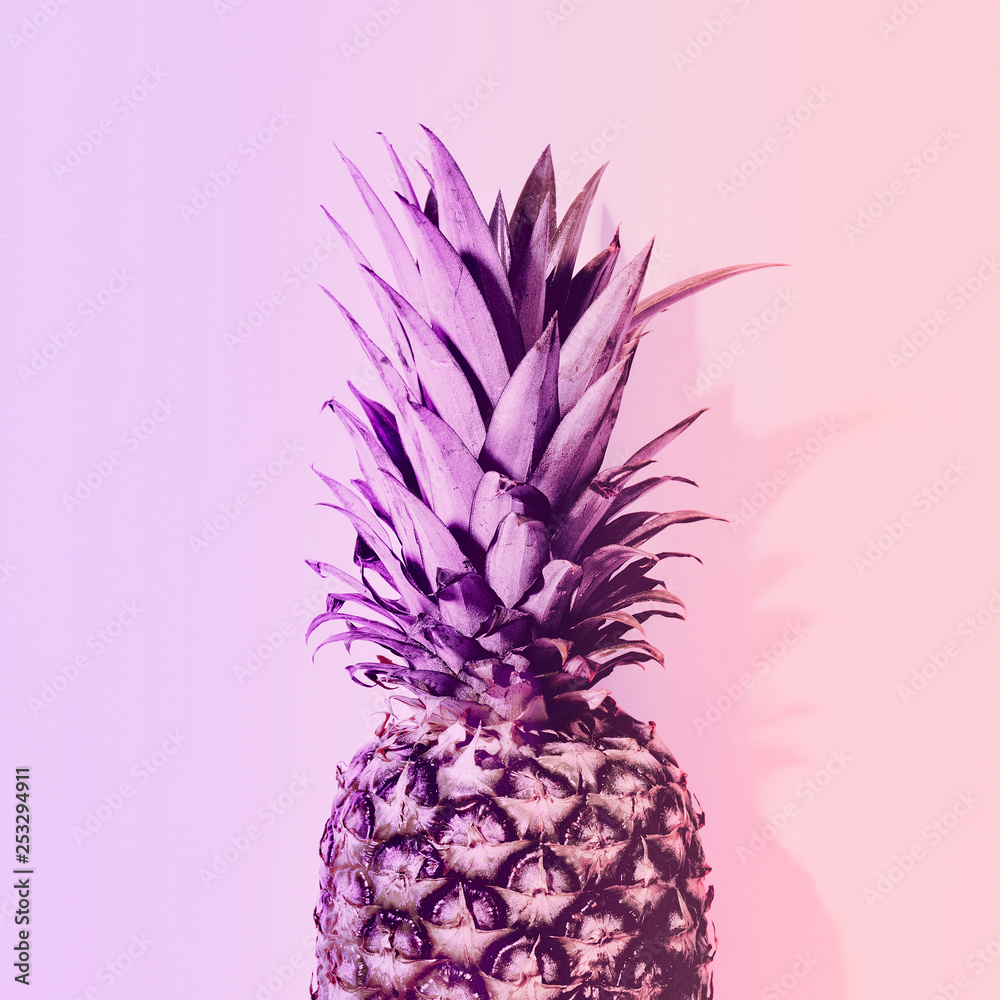 Obraz Kwadryptyk Pineapple in neon color