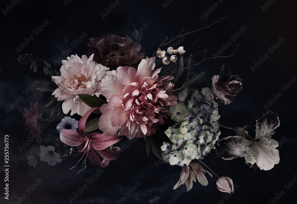 Obraz Tryptyk Floral background. Vintage