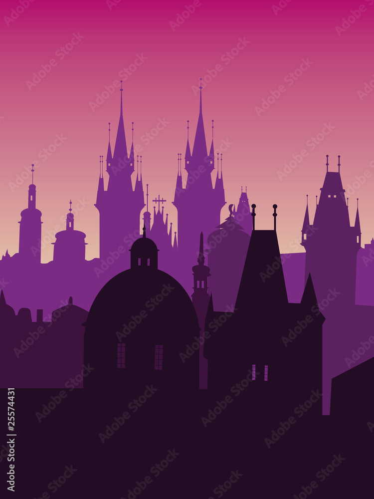 Obraz Kwadryptyk Prague vector