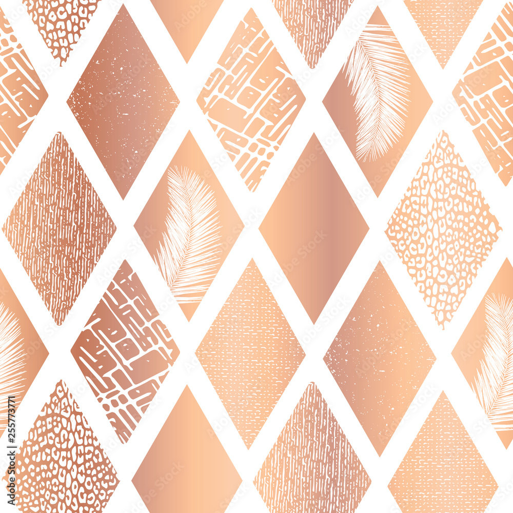 Tapeta Copper foil collage rhombus