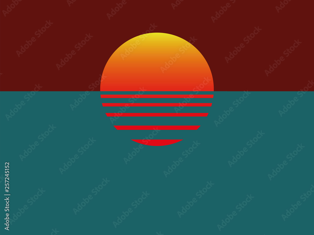 Obraz Kwadryptyk Minimalistic sunset with ocean