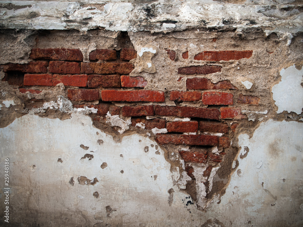 Fototapeta Old broken brick wall