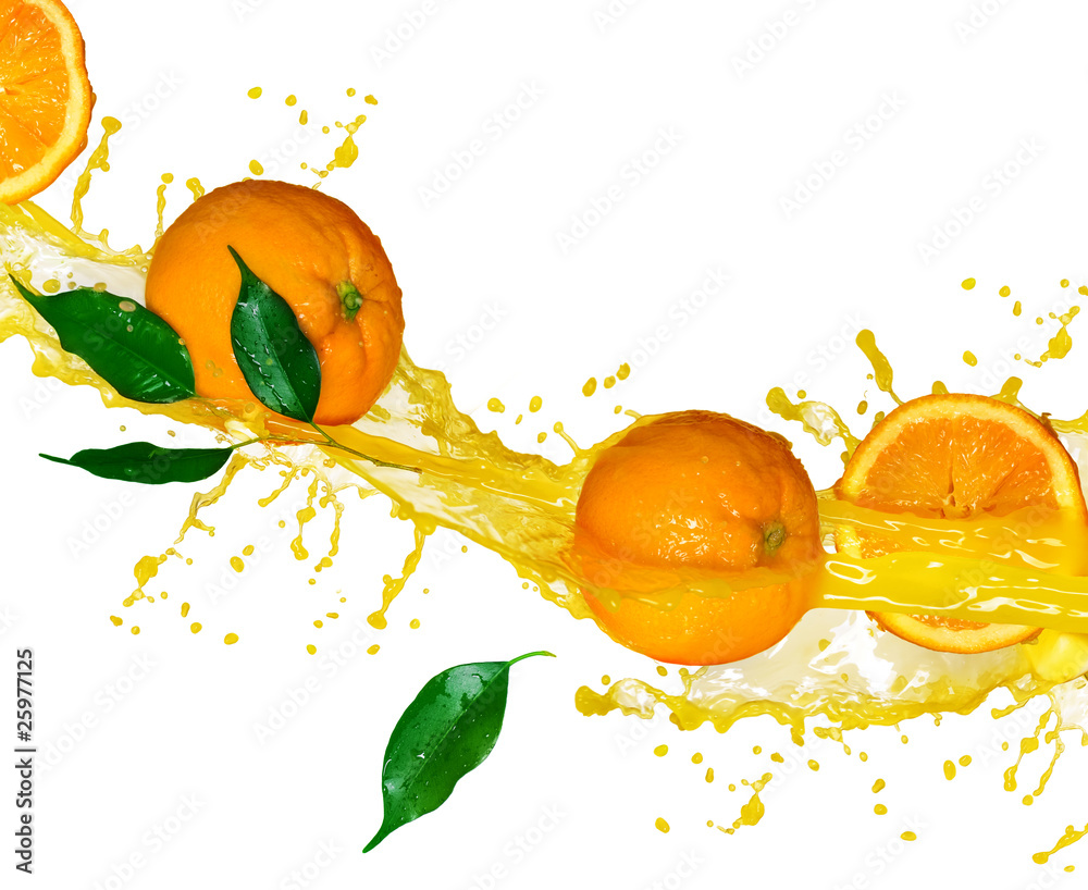 Fototapeta Orange juice isolated on white